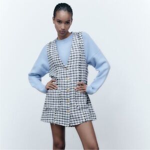 NWOT Zara Textured Pinafore Dress